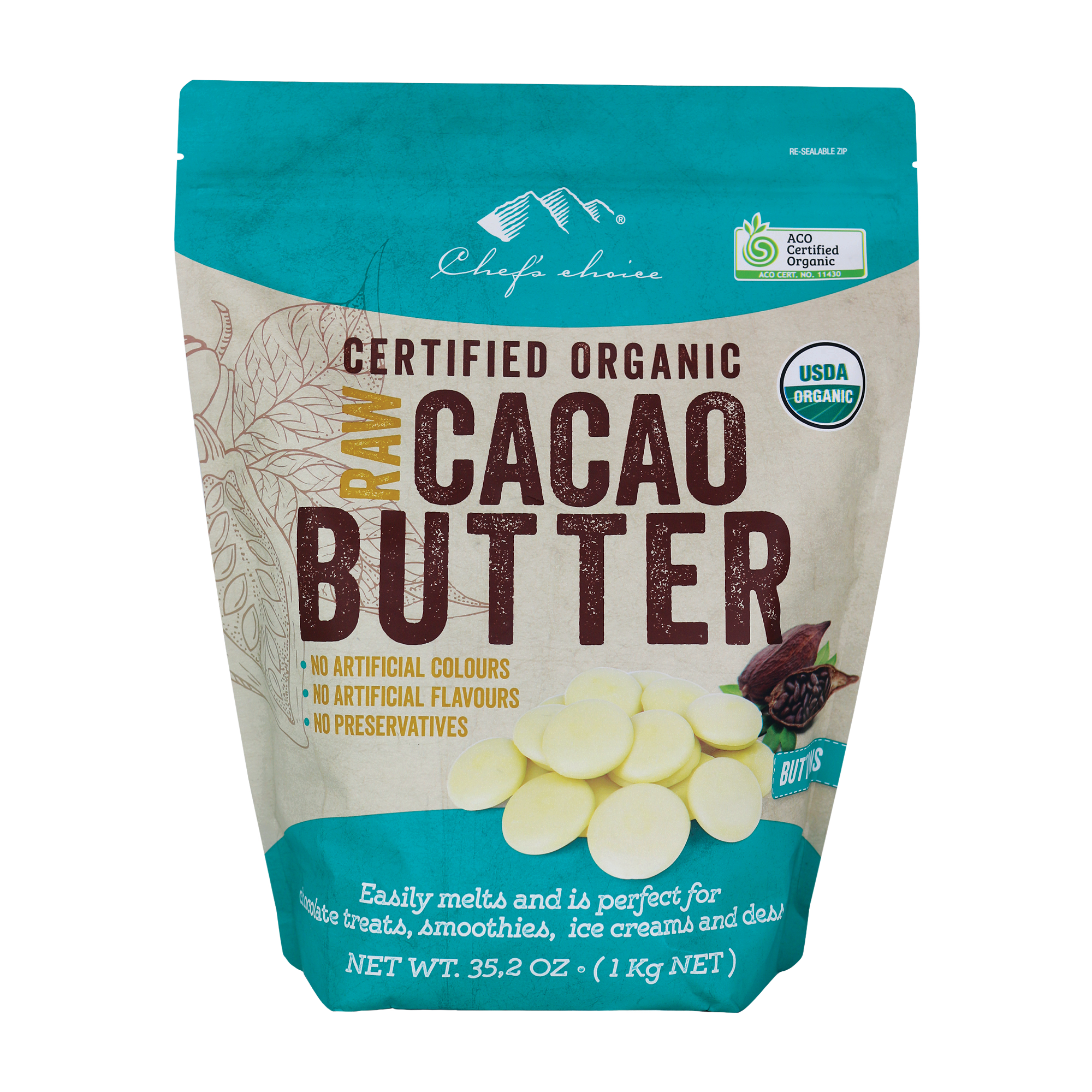 CERTIFIED ORGANIC RAW CACAO BUTTER