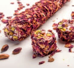 Ruby Rose Petal Covered Pomegranate and Pistachio Delight
