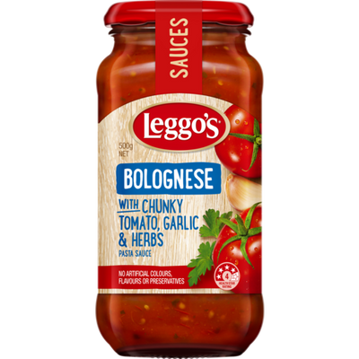 Leggo's Bolognese with Chunky Tomato Garlic & Herbs Pasta Sauce | 500g