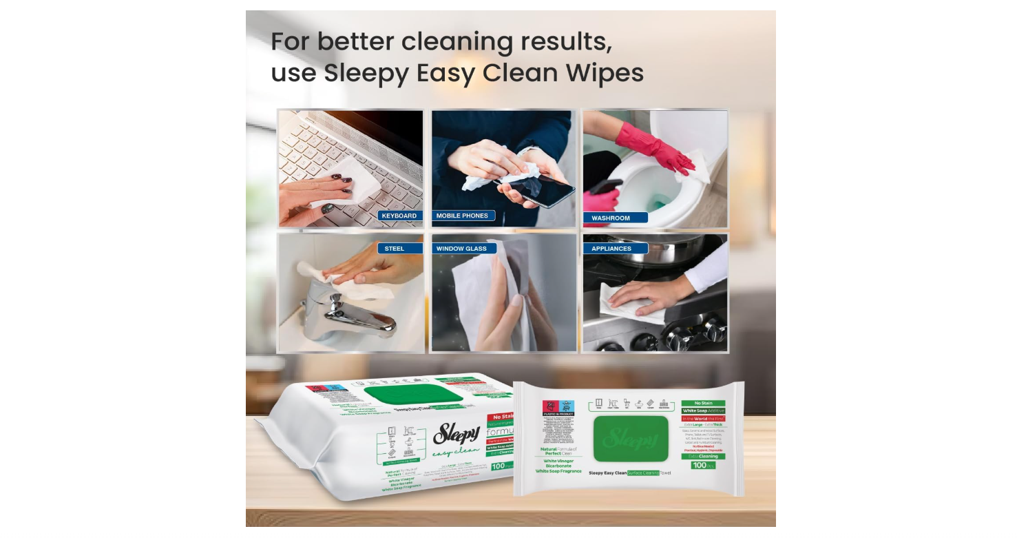 Sleepy Easy Clean Surface Cleaning Wet Wipes with Soap 100pcs