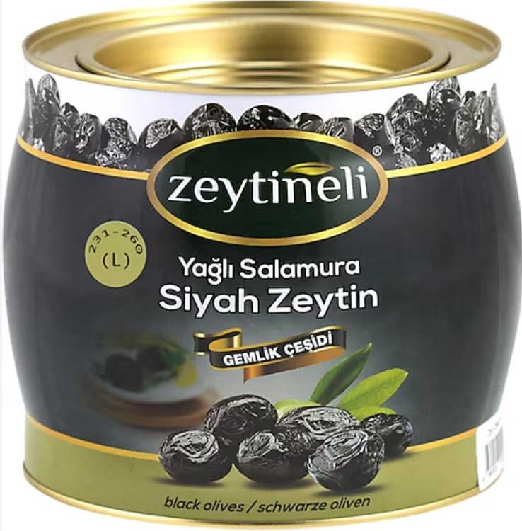 Zeytineli Mega Gemlik  Black Olives 1850g Net