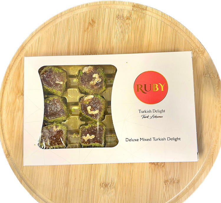Ruby Pistachio Powder Coated Delight with Walnut & Fig.