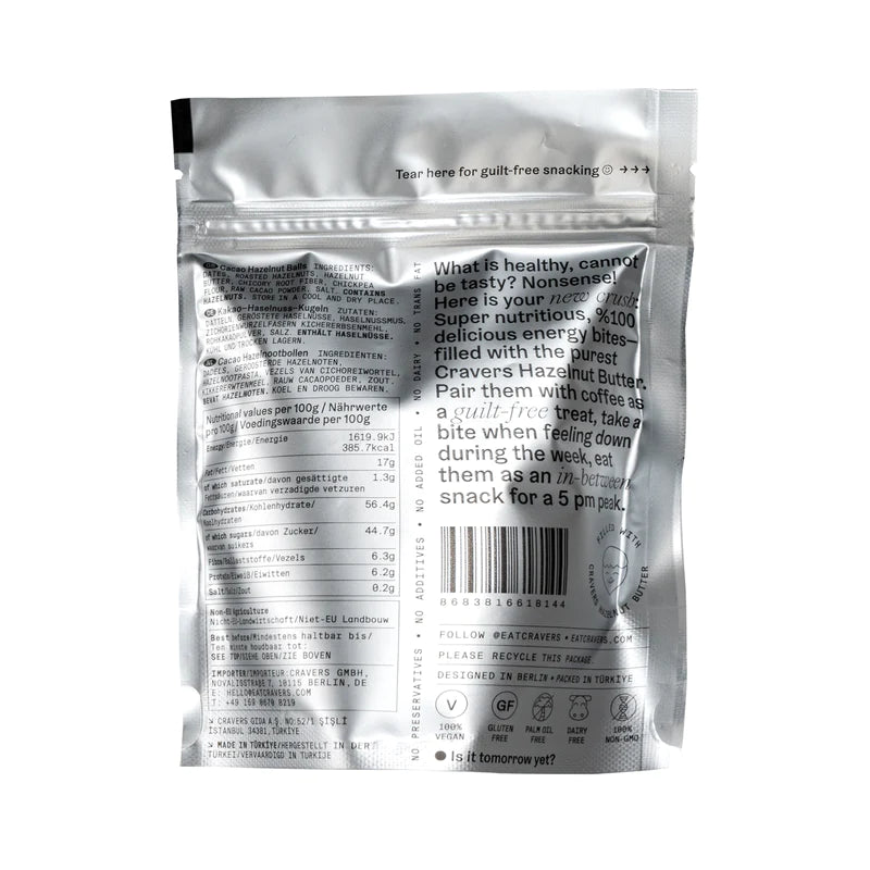 Cravers Cacao Hazelnut Energy Balls 60gr